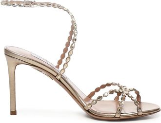 Aquazzura Schoenen, Dames, Geel, 41 EU, Gouden Kristal Stiletto Sandalen