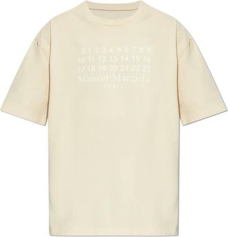 Maison Margiela Tops, Heren, Beige, M, Katoen, T-shirt met print