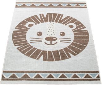 Paco Home Kinderteppich »Tweet 467« rechteckig 12 mm Höhe Flachgewebe, Hoch-Tief-Effekt, Motiv Löwe, In- und Outdoor geeignet
