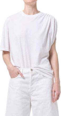 A Gold E Roma Ruched Sleeve Organic Cotton T-Shirt in White at Nordstrom, Size X-Small