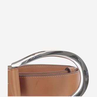 Polo Ralph Lauren Womens Leather Belt With Maxi Buckle Brown Cow
