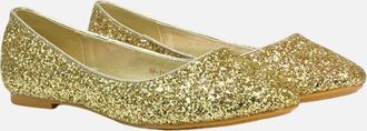 XY London Womens XY London Womens/Ladies Karissa Glitter Flat Ballerina Flats - Gold - Size: 8