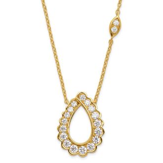 Diamond2Deal 14K Yellow Gold 3/4 Ct Lab Grown Diamond Teardrop Pendant Necklace 18 Clarity VS, Color G-H