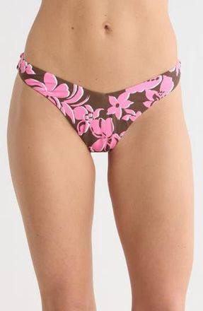 Roxy Island Time V Front Cheeky Bikini Bottoms in Brown/Pink at Nordstrom Rack, Size X-Small
