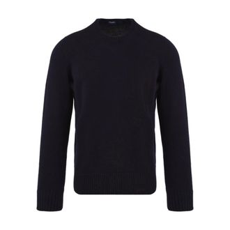 Drumohr Round-neck Knitwear, male, Blue, 2XL, Blue Jumpers for Men