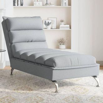 vidaXL Chaise Longue con Cuscini Grigio Chiaro in Tessuto - Vidaxl