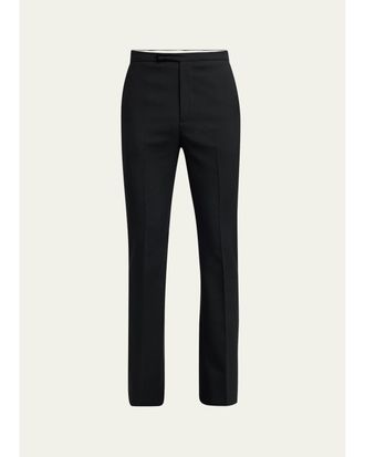 Alexander McQueen Mens Wool Slim Flare Flat-Front Trousers