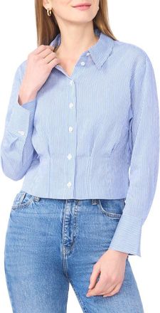 Vince Camuto Pleat Waist Button-Up Shirt in Classic Blue at Nordstrom, Size X-Large