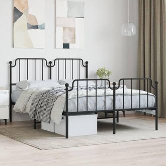 Berkfield Home Metal Bed Frame with Headboard & Footboard Black 150x200 cm King Size