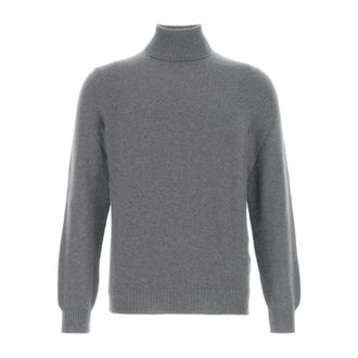 Fedeli Cashmere Knitwear, male, Gray, Size: M Cashmere Turtleneck Sweater