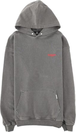 Represent Track Relaxed Fit Washed Grey Cotton Hoodie