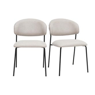 Miliboo Sedie In Tessuto Effetto Velluto Beige Testurizzato E Metallo Nero (set Di 2) Benta