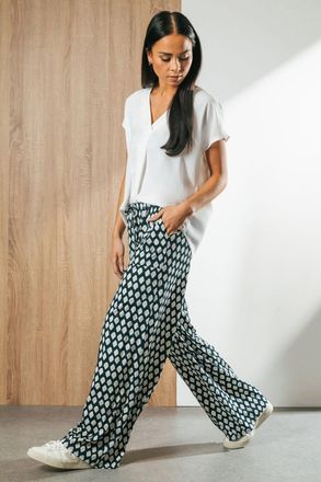 Roman Geo Print Wide Leg Stretch Trouser
