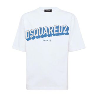 Dsquared2 T-Shirts, male, White, Size: 2XL 3D Logo T-shirt