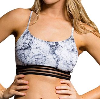 Onzie Ritz Low Impact Sports Bra In White Marble