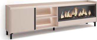 Skraut Home Skraut Home - Mueble Tv, Televisi&oacute;n, Muebles De Sal&oacute;n, Almacenaje, 212x35x61cm, Para Tv Hasta 80, Chimenea El&eacute;ctrica Xxl, Dise&ntilde;o Industrial, Led, Esti