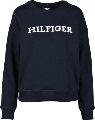 Tommy Hilfiger Hoodies & sweatvesten, Dames, Blauw, M, Katoen, Katoenen Sweatshirt - Model: Felpa