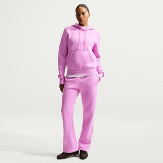 Nike Womens Nike Sportswear Phoenix Fleece Mid-Rise Open-Hem Pants in Purple | HQ7723-503