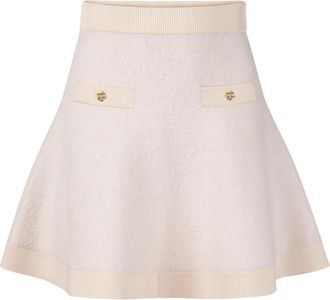Nina Ricci Mohair Mini Uitlopende Rok - Dames - Korte rokken - Beige - M - Rokken