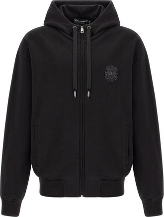 Dolce & Gabbana Sweatshirts - Heren - Vesten met rits - Zwart - 2XL - Katoen - Hoodies & sweatvesten