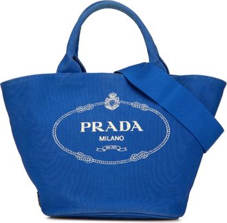 Prada Pre-owned Womens Canvas Tote Bag - Medium Blue Textile - One Size