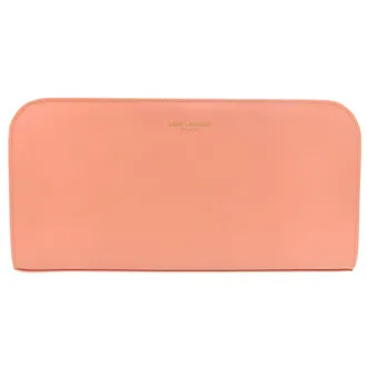 Saint Laurent Salmon Pink Leather Long Wallet (Bi-Fold) (Pre-Owned)