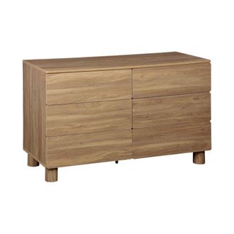 Sweeek C&oacute;moda efecto madera con 6 cajones, 120cm, madera de avellano