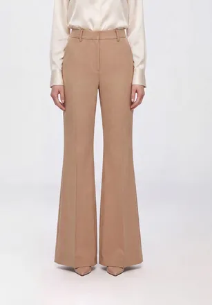 Sportmax Pantaloni flared in lana vergine a vita alta con chiusura a scomparsa