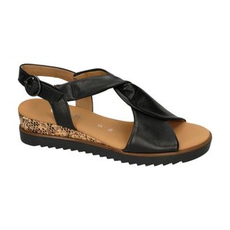 Gabor Sandalen met sleehak - Dames - Sleehakken - Zwart - 40 1/2 EU - Leer - Schoenen