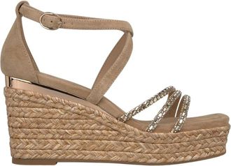 Alma En Pena Esparto Wedge Sandal Multiposition Straps - Dames - Sleehakken - Beige - 40 EU - Leer - Schoenen