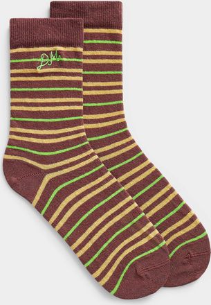 Damson Madder Womens Fine-stripe brown socks