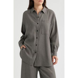 Eileen Fisher Classic Collar Organic Longline Button-Up Shirt in Chalk at Nordstrom, Size Xx-Small