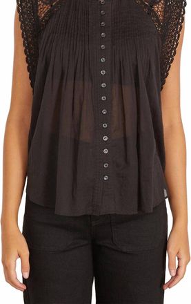 Isabel Marant Greisia Lacy Cotton Top In Black