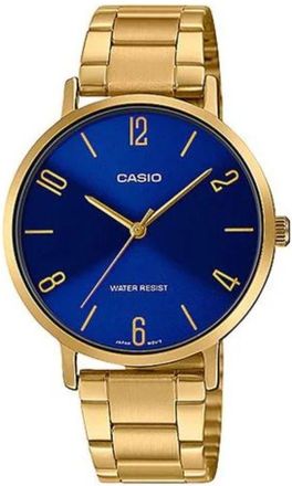 Casio Womens Gold Stainless Steel Analog Watch with Blue Dial - LTP-VT01G-2BUDF