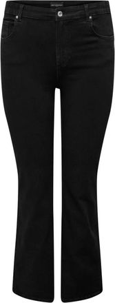Only Carmakoma Only Carmakoma, Jeans, Dames, Zwart, 2XL L32, Denim, Hoge Taille Uitlopende Zwarte Spijkerbroek