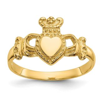Diamond2Deal 14k Yellow Gold Polished Ladies Claddagh Ring