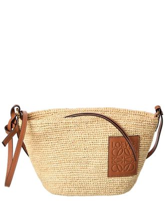Loewe Slit Raffia & Leather Crossbody
