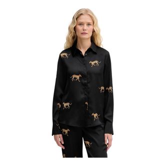 Lola Casademunt Overhemden, Dames, Zwart, S, Polyester, Leopardprint Blouse