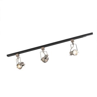 QAZQA Moderno Riel Inteligente Monof&aacute;sico Negro Con Acero Incl. 3 Gu10 Wifi - Suplux Acero Alargada Adecuado Para Led Max. 3 X 5 Watt - Qazqa