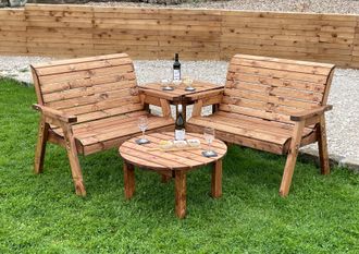 Charles Taylor Trading Four Seater Balmoral Corner set With Round Coffee in Brown