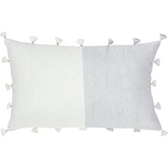 Anaya with Love Tassels So Soft Linen Pillow with Down Alternative Insert in Grey at Nordstrom, Size 12X20