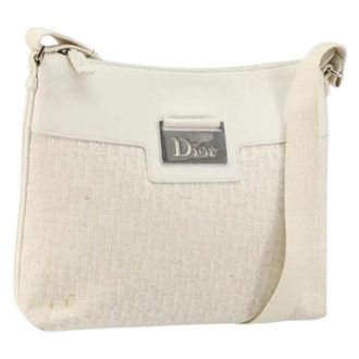 Dior Pre-owned Cross Body Bags, female, White, Size: ONE SIZE Pre-owned Vintage Trotter Canvas Shoulder Bag