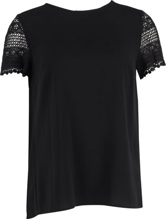 Michael Kors T-shirt met korte mouwen en ronde hals van kant in zwart katoen