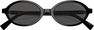 Miu Miu Dark Grey Oval Ladies Sunglasses MU 04ZSF 1AB5S0 50