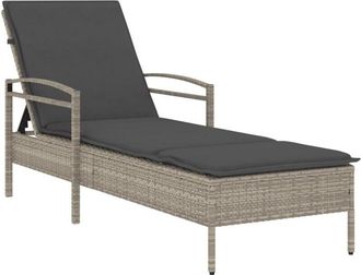 vidaXL Vidaxl - Tumbona Con Coj&iacute;n Rat&aacute;n Sint&eacute;tico Gris Claro 63x200x81 Cm