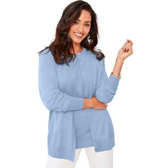 Jessica London Fine Gauge Cardigan in Azure Mist at Nordstrom, Size 24