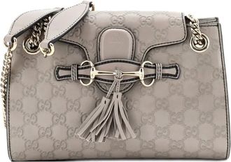 Gucci Emily Chain Flap Guccissima kleine leren schoudertas - Grijs