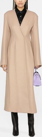 The Attico Dallas long coat - women - Cupro/Polyamide/Cashmere/Wool - 40 - Neutrals