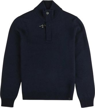 Fay Tricotsteek Trui - Heren - Coltruien - Blauw - S - Wol - Truien & Vesten