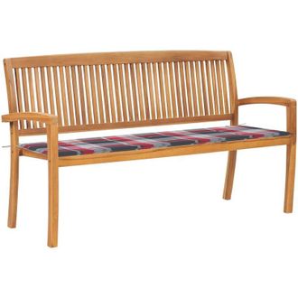 vidaXL Banco De Jard&iacute;n Apilable Con Coj&iacute;n Madera Maciza De Teca 159 Cm Vidaxl